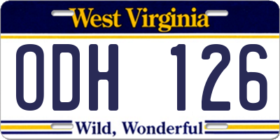 WV license plate ODH126