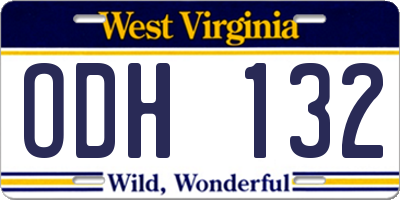 WV license plate ODH132