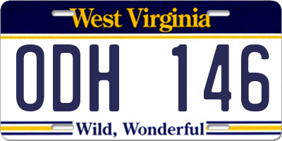 WV license plate ODH146