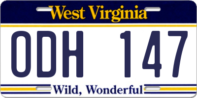 WV license plate ODH147