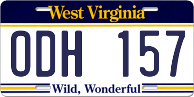 WV license plate ODH157