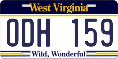 WV license plate ODH159
