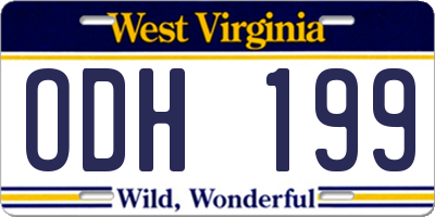 WV license plate ODH199