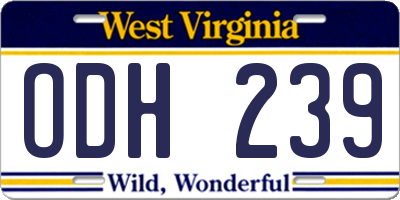 WV license plate ODH239