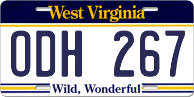 WV license plate ODH267