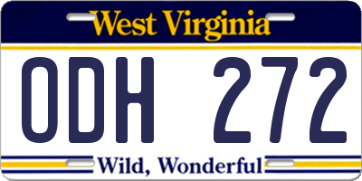 WV license plate ODH272