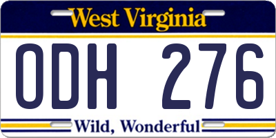 WV license plate ODH276