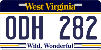 WV license plate ODH282