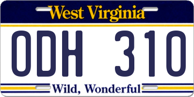 WV license plate ODH310