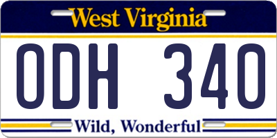 WV license plate ODH340
