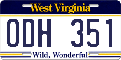 WV license plate ODH351