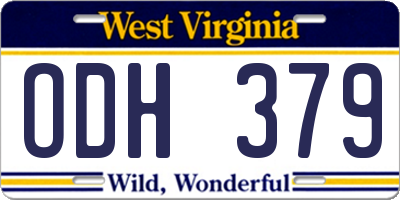 WV license plate ODH379