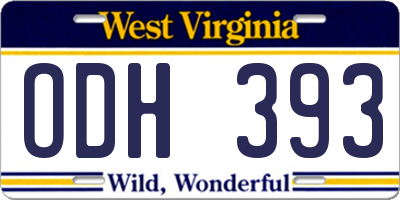 WV license plate ODH393