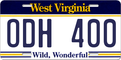 WV license plate ODH400