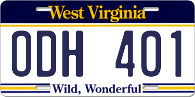 WV license plate ODH401