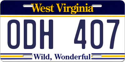 WV license plate ODH407