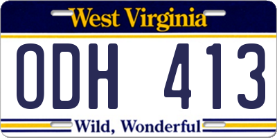 WV license plate ODH413