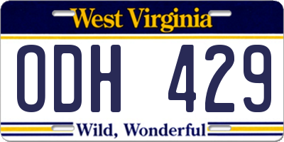 WV license plate ODH429