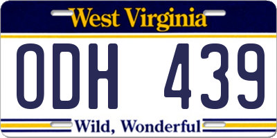 WV license plate ODH439