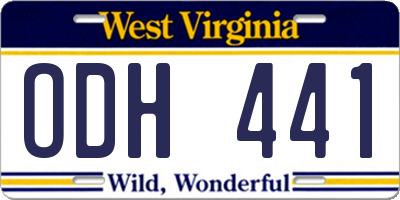 WV license plate ODH441