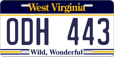 WV license plate ODH443