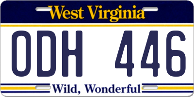 WV license plate ODH446