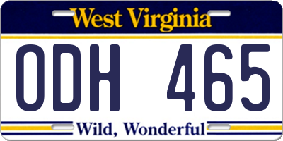 WV license plate ODH465
