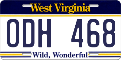 WV license plate ODH468