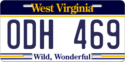WV license plate ODH469