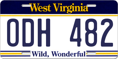 WV license plate ODH482