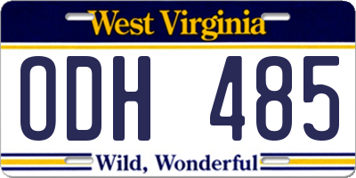 WV license plate ODH485