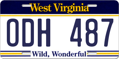 WV license plate ODH487