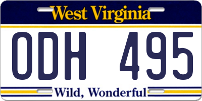 WV license plate ODH495