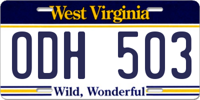 WV license plate ODH503