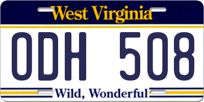 WV license plate ODH508