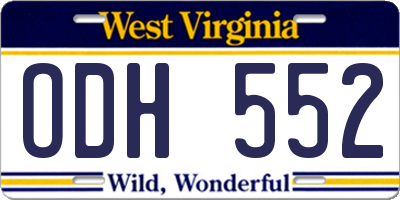 WV license plate ODH552