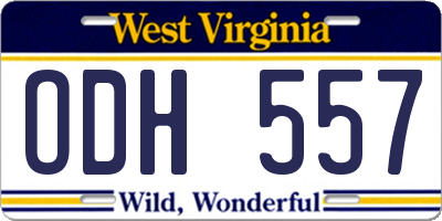 WV license plate ODH557