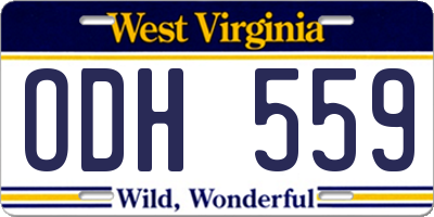 WV license plate ODH559
