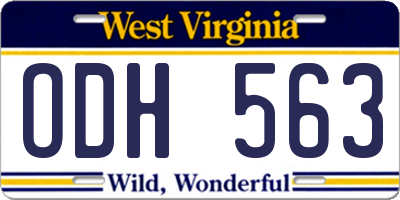 WV license plate ODH563