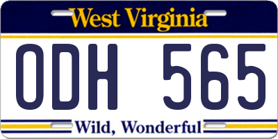 WV license plate ODH565