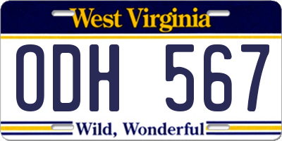 WV license plate ODH567