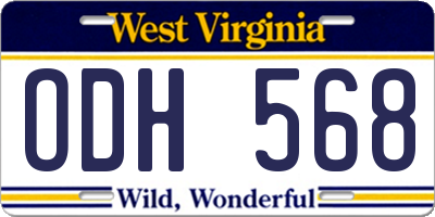 WV license plate ODH568