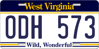 WV license plate ODH573