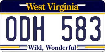 WV license plate ODH583