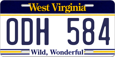 WV license plate ODH584