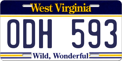 WV license plate ODH593