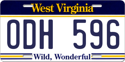 WV license plate ODH596