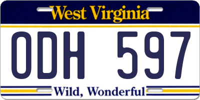 WV license plate ODH597