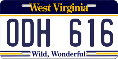 WV license plate ODH616