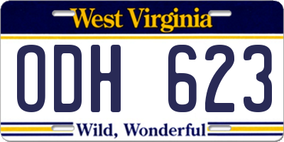 WV license plate ODH623